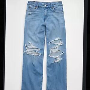 American Eagle Outfitters Light Blue Distressed Flare Jeans